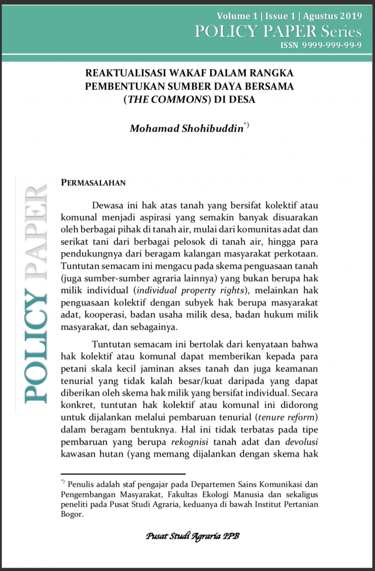 [Policy Paper] Reaktualisasi Wakaf Dalam Rangka Pembentukan Sumber Daya